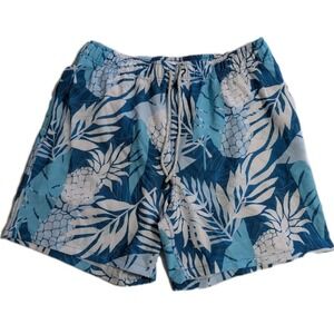 Vintage Summer Mens XXL Pineapple Print Swim Trunks Lined Board Shorts